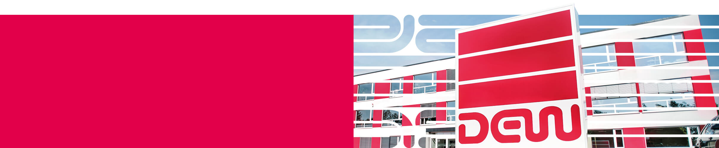 Close-up of the DEW company building